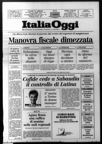 Italia oggi : quotidiano di economia finanza e politica